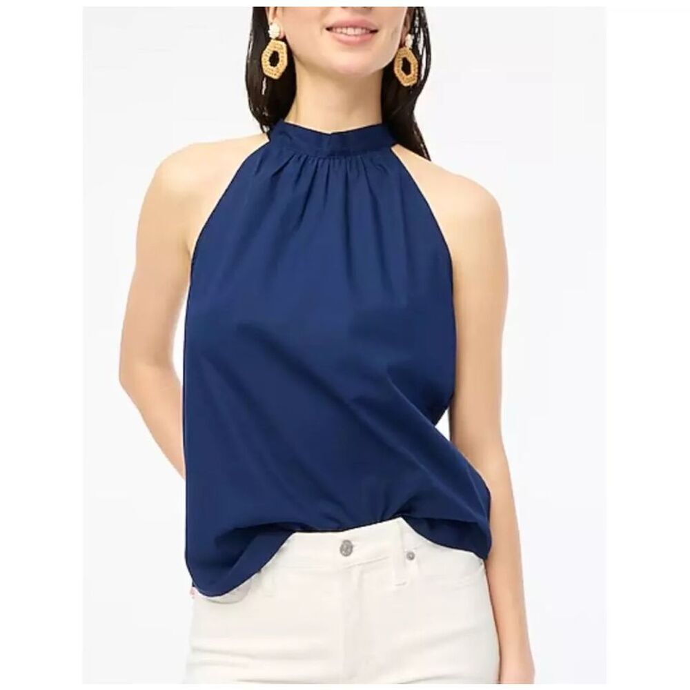 $68 J. Crew halter top navy tank size XS m12